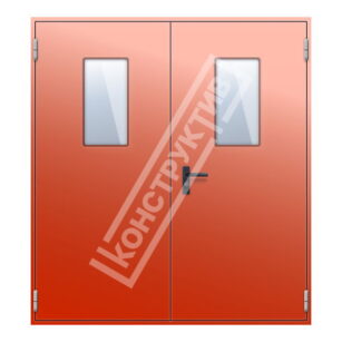 Двупольная противопожарная дверь с остеклением EIS15,30,45,60