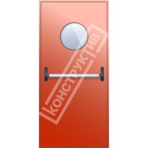 Противопожарная дверь с антипаникой и круглым окном EIS15,30,45,60