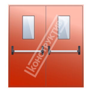 Двупольная противопожарная дверь с антипаникой и остеклением EIS15,30,45,60